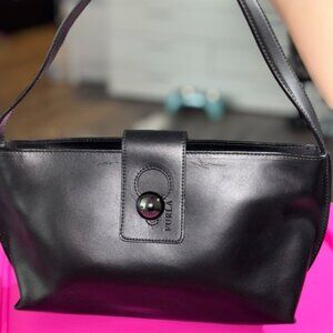 Vintage Furla Black Leather Purse Shoulder Bag Made in Italy